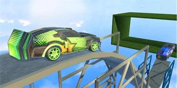巨型坡道汽车跳跃特技3d