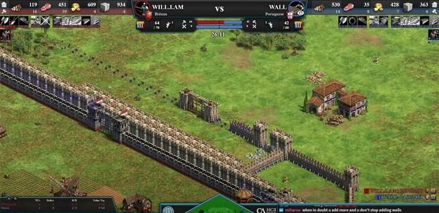 帝国时代2城墙怎么连起来