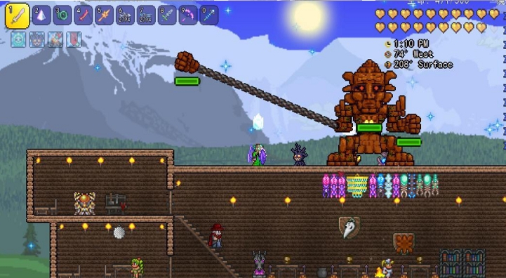 泰拉瑞亚怎么召唤石头巨人