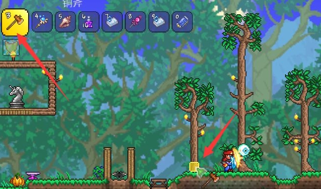 泰拉瑞亚摇晃树怎么摇